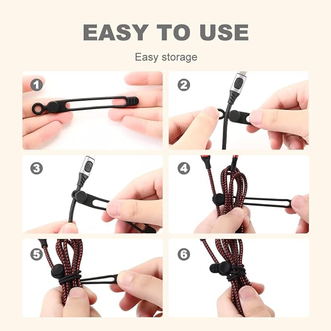 20pcs Data Cable Organizer, 2025 New Silicone Cable Ties Cable Management Organizer, 106mm Reusable Cord Organizer, Colorful Wire Organizers for Cords (20)