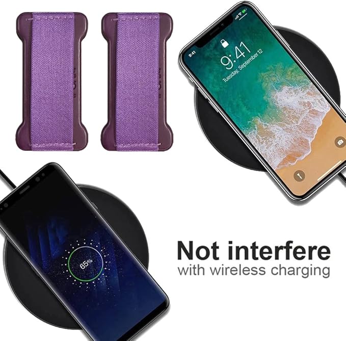 Phone Grip Strap Holder for Hand, Universal Finger Strap Phone Holder, Finger Selfie Grip Compatible with Most Smartphones (Black Darkpurple) - 2Pack