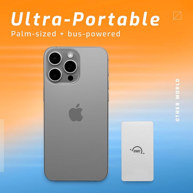 OWC 1TB Envoy Single Ultra Portable Aluminum Bus Powered 10G/s USB-C Thunderbolt Compatible External NVMe SSD Drive