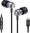 LUDOS Clamor USB C Headphones for iPhone 16 15 Pro Max Plus iPad Pro, 5 Years Warranty, USB-C Earbuds for Samsung Galaxy S24 S23 Ultra S22 S21 FE S20 A55 A54 A53, USB Type C Earphones - Grey