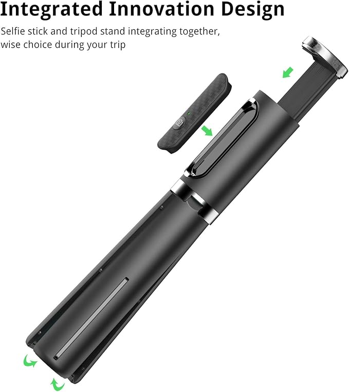 ATUMTEK Selfie Stick Tripod, Extendable 3 in 1 Aluminum Bluetooth Selfie Stick with Wireless Remote and Tripod Stand for iPhone 16/15/14/13/12/11/11 Pro/XS Max/XS/XR/X/8/7, Samsung Smartphones, Black