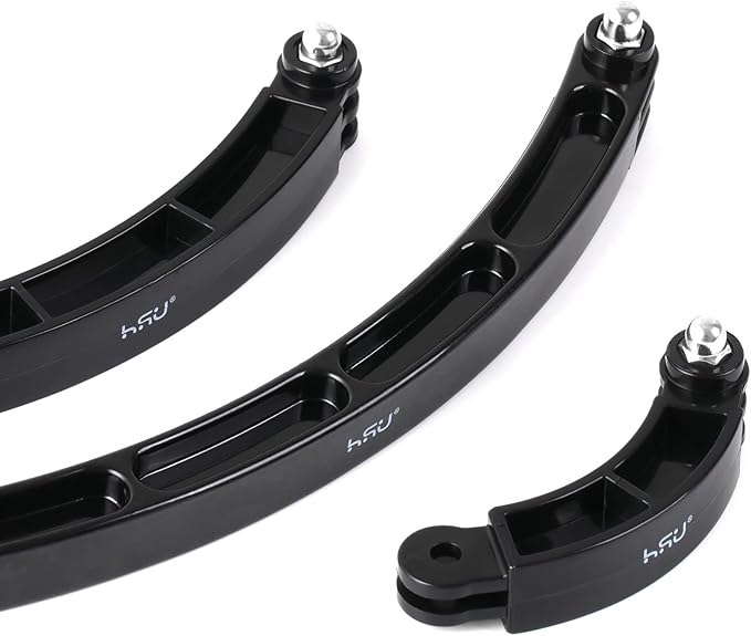 HSU 3 in 1 Curved Extension Arm Kit, Extension Pivot Arm Adjustable Monopod Bracket for GoPro Hero 13/12/11/10/9/8/7/6/5 Black, Session 5/4, DJI Osmo Action and More