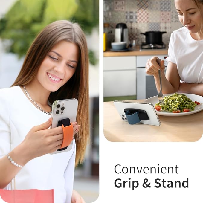 Sinjimoru Detachable Phone Grip Kickstand for Wireless Charging Compatible Phone Finger Holder for iPhone & Smartphones. Sinji Mount S-Grip Black