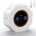 Rechargeable Pomodoro Timer, 8-Angle Auto-Rotating Screen with Gravity Sensor, Digital Timers for Classroom, Small Kitchen Timers for Cooking, Work and Study (Pearl White)