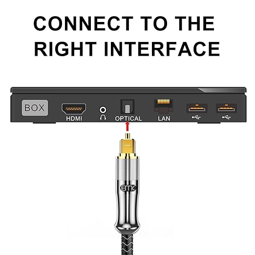EMK 24K Gold-Plated Optical Audio Cable [25ft/8M] - Digital Toslink SPDIF Cable Compatible with Soundbar to TV, Home Theater - High-Speed Fiber Optic Cable (Silver)