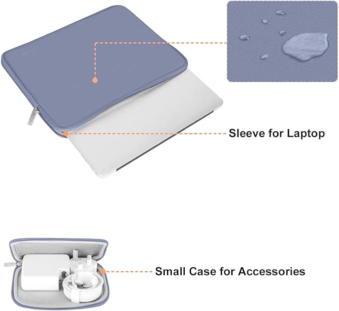 MOSISO Laptop Case 15 inch, 15 inch Laptop Sleeve Bag Compatible with MacBook Air 15 M4 A3241 M3 A3114 M2 A2941 2025 2024 2023, Dell XPS 15, Neoprene Computer Sleeve Bag with Small Case, Lavender Gray