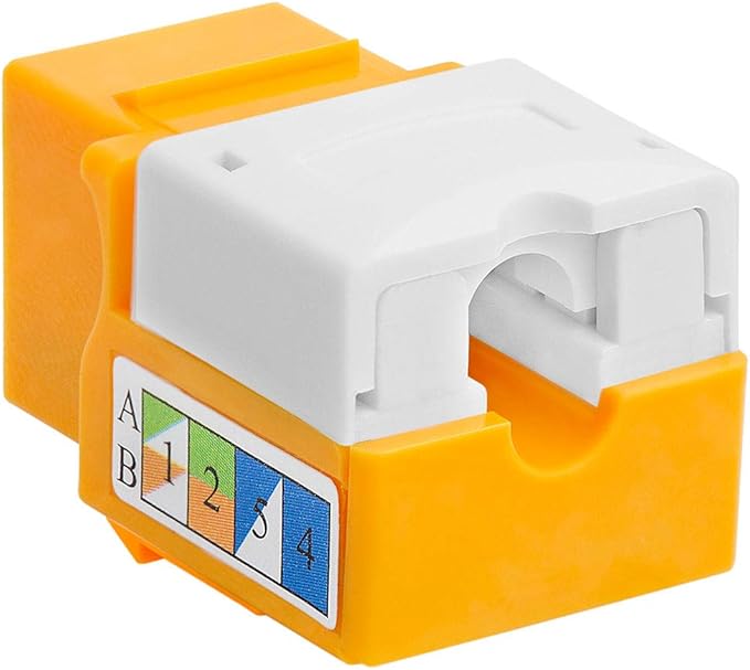 Cmple - 10 Pack Cat6 Keystone Jack Insert Punch Down RJ45 Connectors RJ45 Keystone Jack 90 Degree Female for Wall Plates, Patch Panels, Patch Cables, Ethernet Cables - Yellow