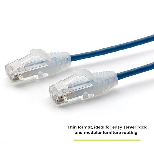 TRUECABLE Cat6 Component Rated Patch Cable, Unshielded (U/UTP), 5ft, Blue, 28AWG Solid Copper, Snagless 10G High-Speed Ethernet Cable, PoE++ 4PPoE 100W, UL Listed, RoHS-3, 5 Pack