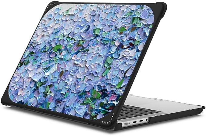 CASETiFY Bounce MacBook Pro 16-inch (M3/M4) Case [Enhanced Protective Corner Design/Ventilation Cutouts/Anti-Slip Grip] - Nantucket Blue Hydrangeas by Ann Marie Coolick - Clear Black