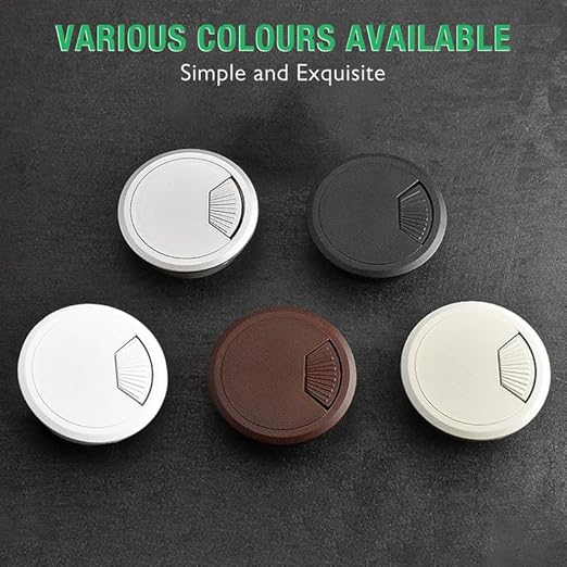5 Pcs Desk Grommet 2-1/16" / 53 mm, Desk Cord Hole Cover, Cable Grommet ABS Plastic, Desk Hole Grommet for Home & Office Pc, Detachable Adjustable Cable Cord Organizer-White