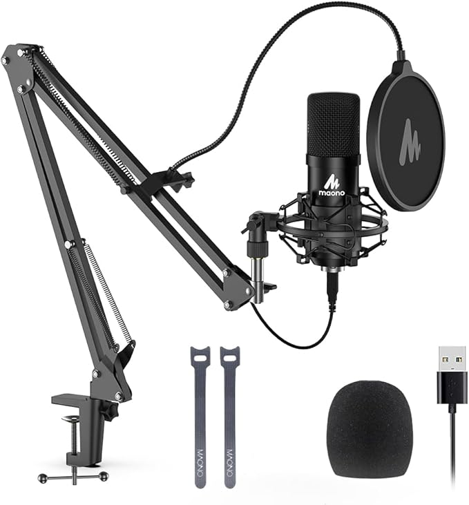 USB Microphone, MAONO 192KHZ/24Bit Plug & Play PC Computer Podcast Condenser by MAONO