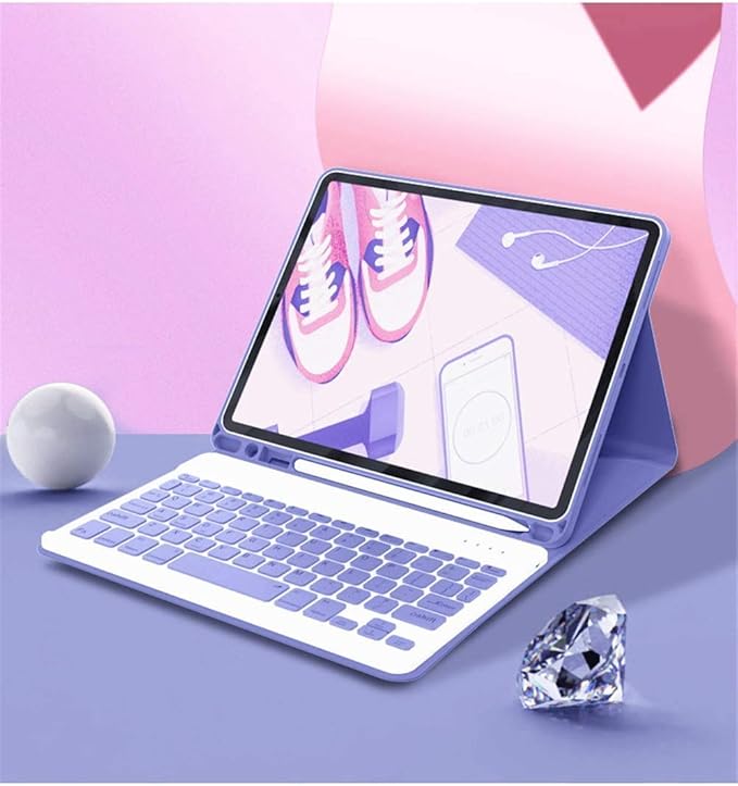 AnMengXinLing Keyboard Case for iPad mini 7th(A17 Pro) 2024/Mini 6th Generation with Mouse,Case for iPad mini7/mini6 with Detachable Wireless Keyboard Pencil Holder Slim Smart Cover, Purple