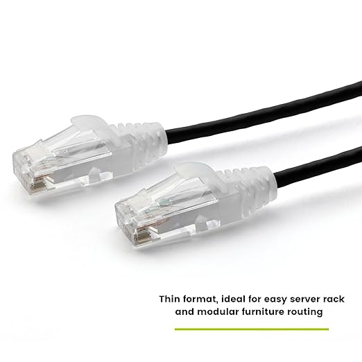 TRUECABLE Cat6 Component Rated Patch Cable, Unshielded (U/UTP), 1ft, Black, 28AWG Solid Copper, Snagless 10G High-Speed Ethernet Cable, PoE++ 4PPoE 100W, UL Listed, RoHS-3, 5 Pack