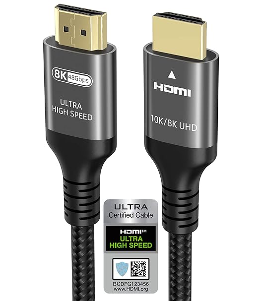 10K 8K 4K HDMI Cable 48Gbps 15 FT, Certified Ultra High Speed HDMI® Cable 4K 240Hz 144Hz 120Hz 8K60Hz 0.01ms HDR10+ eARC HDCP2.3 Netflix Roku TV PC Monitor Projector PS5 Xbox