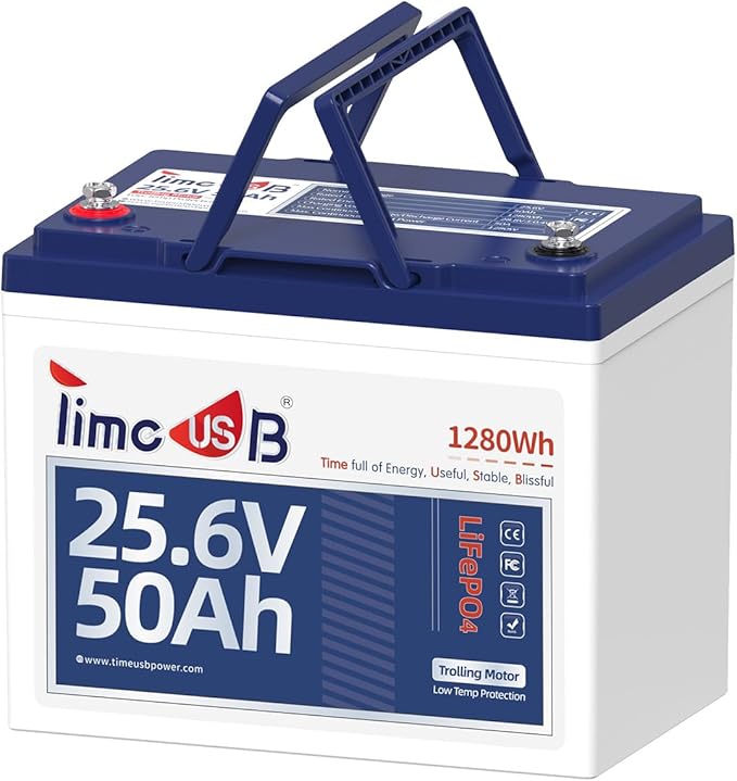 24V 50Ah LiFePO4 Lithium Battery Enhanced Version, Max Continuous Discharge 1.2C (60A), IP65 Low-Temp Protection Deep cycle Battery Fit for High Power Motors/Equipment/RV (Group24)