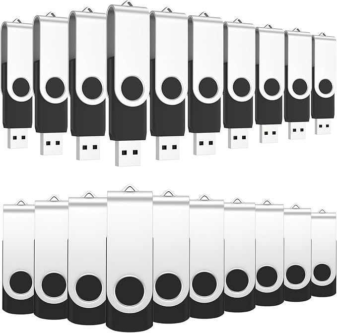 ABLAZE 8GB USB Flash Drive 20 Pack, USB 2.0 Thumb Drives Bulk Memory Sticks Pendrives 20PCS (Black)