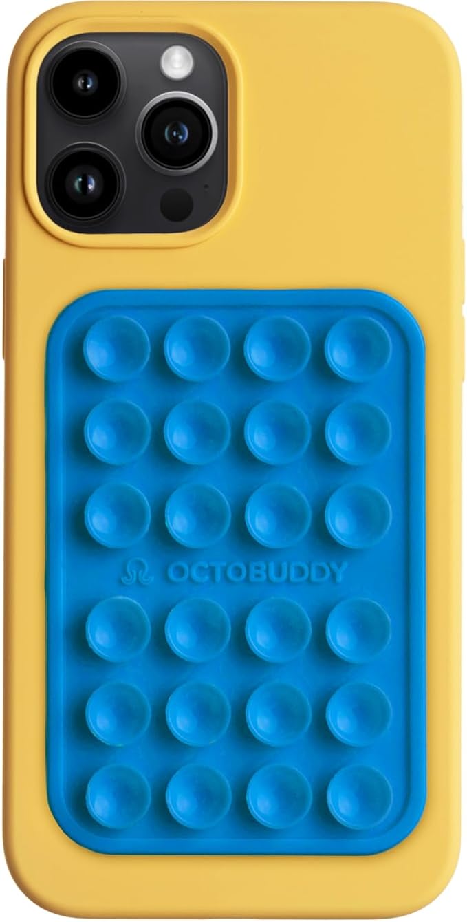 Classic - Silicone Suction Phone Case Adhesive Mount - Hands-Free, Strong Grip Holder for Selfies & Videos - iPhone & Android Compatible - 2.25″ x 3.25″, Blue Ashes