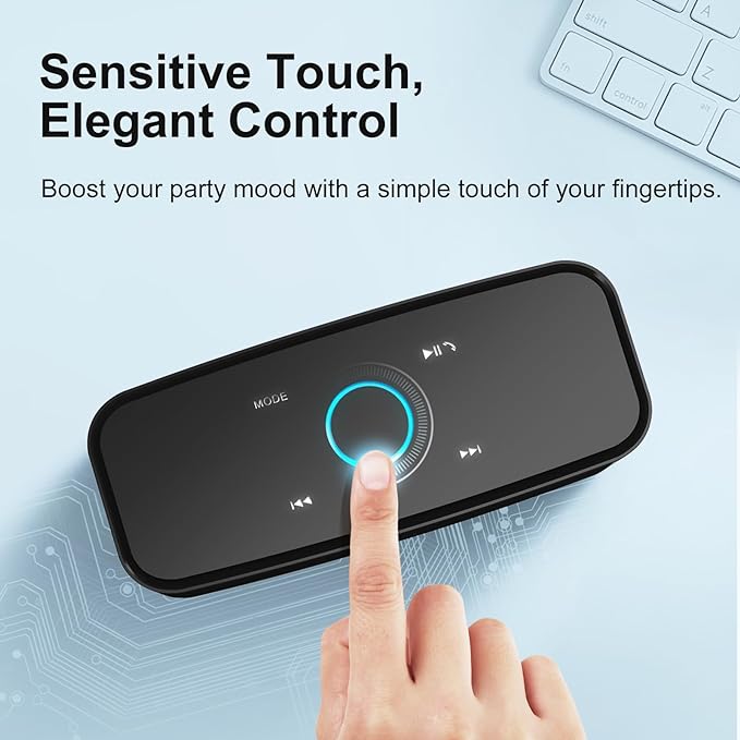 DOSS SoundBox Touch Wireless Bluetooth Speaker with 12W HD Sound and Bass, IPX5 Waterproof, 20H Playtime, Handsfree, for Office, Home, Outdoor, Travel-Upgraded