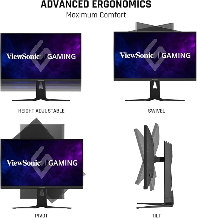 ViewSonic XG275D-4K 27 Inch 4K UHD Gaming Monitor with Switchable Refresh Rate Up to 320Hz, 0.5ms Response Time, AMD FreeSync Premium, Advanced Ergonomics, HDMI, DisplayPort, and 65W USB-C