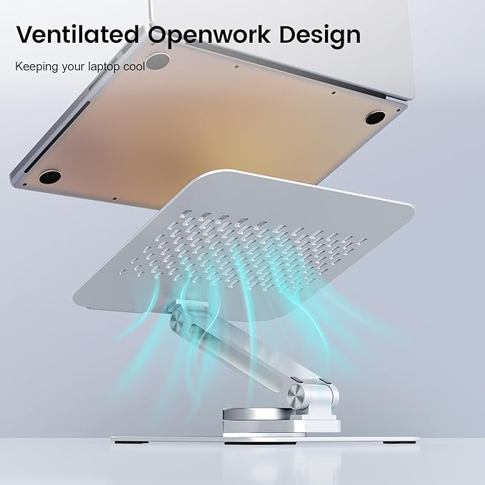 acer Laptop Stand for Desk - with 360 Swivel Base, Rotating Laptop Riser for Desk, Adjustable Computer Stand for Laptops, Ergonomic Riser Holder Foldable, Portable MacBook Pro Air (10-16") - Silver