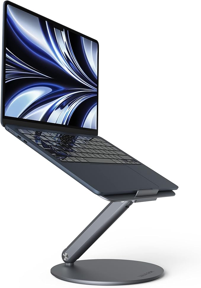 LULULOOK Laptop Stand for Desk 2025, 360 Rotating Adjustable Laptop Riser, Upgraded Foldable Full Aluminum Alloy Computer Stand for MacBook Pro/Air, Dell, HP, Lenovo and Other 10-17inch Laptops