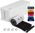 Large Cable Management Box, Cord Organizer to Hide Power Strip, Extension Cord, Surge Protector | Cord Hider Safe Box for Desk Organizers, Gaming PC, Computer, TV | White, Black Edition by Tokye®