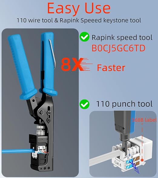 Rapink RJ45 Keystone Jack Cat6 10G Support, Keystone Jacks UTP 25 Pack for Wall Plate and Patch Panel, Rj45 Keystone 90 Degree Red Color for Cat6, Cat5e, Cat5 Cabling