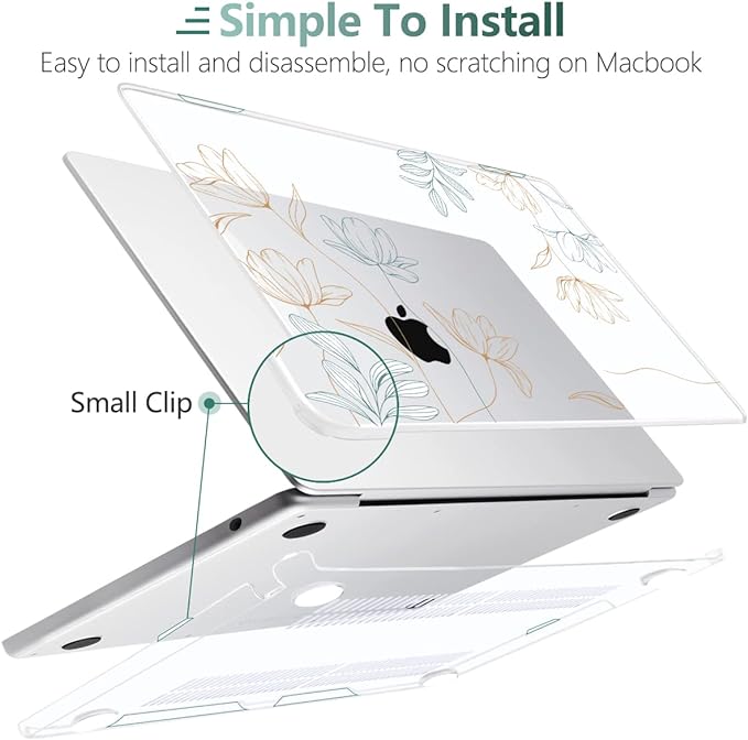 MEEgoodo Case for MacBook Air M4/M3/M2 13.6 inch 2025 2024 2022, Fit Model A3240 A3113 A2681, Compatible with MacBook Air 13 inch, Laptop Hard Shell Case with Keyboard Cover, Engraving Floral