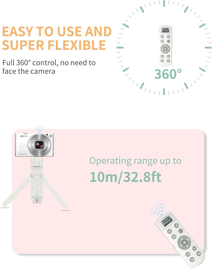 for Nikon Wireless Camera Remote Control - Aodelan Rechargeable Shutter Release Trigger with OLED Screen for Zfc, Z50, P1000,A1000, P950, B600; Replaces Nikon ML-L7(White)