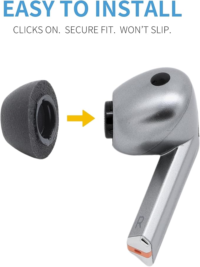 Comply TrueGrip | Premium Memory Foam Replacement Earbud Tips for Samsung Galaxy Buds3 Pro | Enhanced Comfort, Secure Fit, Superior Noise Isolation, Removal & Cleaning Tool | Black, Medium (3 Pairs)