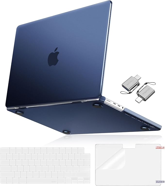 MOSISO Compatible with MacBook Pro 16 inch Case 2025 2024 2023 2022 2021 M4 M3 M2 M1 A3403 A3186 A2991 A2780 A2485, Natural Original Color Hard Case&Keyboard Cover&Screen Film&Type C, Midnight Blue