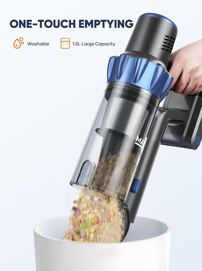 Cordless Vacuum Cleaner, 45KPA 550W Vacuum Cleaners for Home, Stick Vacuum with Color Touch Display, Intelligent Auto Mode, Up to 60Mins, Handheld Vacuum Cleaners for Hardwood Floor Carpet Pet Hair
