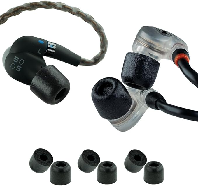 Comply 500 Core Series | Memory Foam Replacement IEM Ear Tips for KZ, Moondrop, FiiO Sennheiser & More | Superior Noise Isolation, Ultimate Comfort, Secure Fit | Black (S/M/L) (3 Pairs)