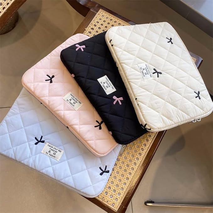 Cute Bow Graphic Carrying Laptop Bag Y2K Preppy Laptop Sleeve Case Bag Kawaii Pad Computer Protect Case Pouch (15-15.6 inch,Blue)