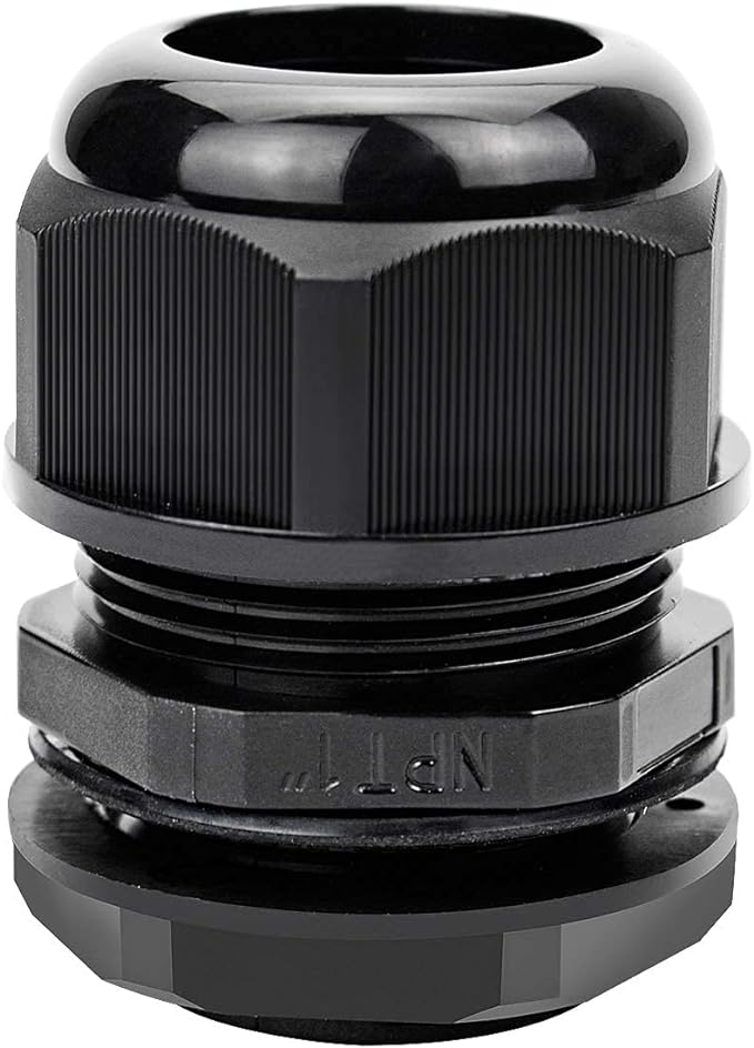 XHF 2 Pcs 1" IP68 Strain Relief Nylon Cord Grip Waterproof NPT Cable Glands Adjustable UL Listed and RoHS Compliant (Black)