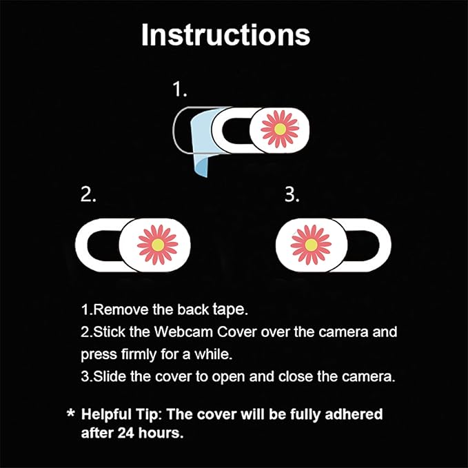 Laptop Camera Cover Slide 6 Pack Ultra Thin Slide Laptop Camera Cover for Echo Show, Cellphone, Computer, Tablet, Chromebook, PC - Daisy