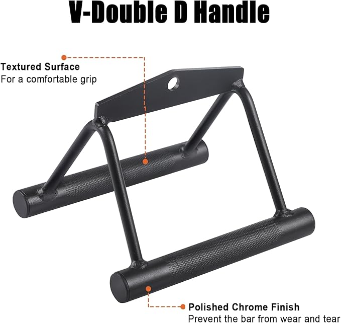 SERTT Workout Cable Machine Attachment for Home Gym, LAT Pulldown Attachments, Cable Accessories for Weight Training, Straight Pull Down Bar, Tricep Rope, Double D Row Handle, V-Shaped Bar