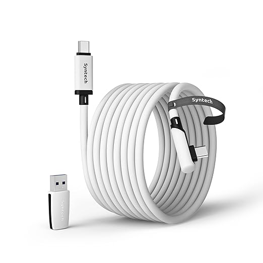 Syntech Link Cable 20FT Compatible with Oculus/Meta Quest 3/Quest 3S/Quest2/Pro/Pico 4 Accessories and PC/SteamVR, Upgraded Type C with USB 3.0 Adapter, High Speed Data Transfer Cord for VR Headset