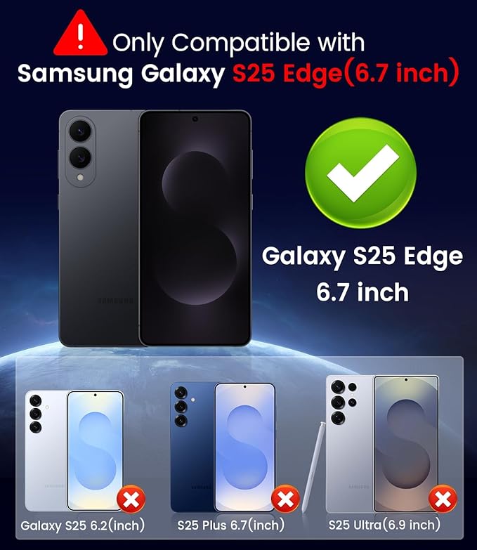 Magnetic for Samsung Galaxy S25 Edge Case [Compatible with MagSafe][Built-in Camera Lens Protector] Slim Soft Silicone Bumper Shockproof Metallic Luster Phone Case (Silver)