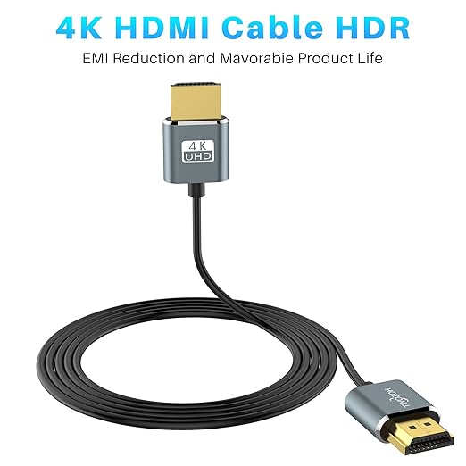 Twozoh Flexible & Slim HDMI Cable 3.3FT 2 Pack, Ultra Thin HDMI Cord Supports High Speed 4K@60Hz 18gbps 2160P/1080P