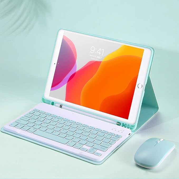 AnMengXinLing Keyboard Case for iPad Air 13 Inch (M3 2025/M2 2024)/Pro 12.9 6th/5th/4th Generation with Mouse Pencil Holder, Magnetically Detachable Keyboard Mouse, Green