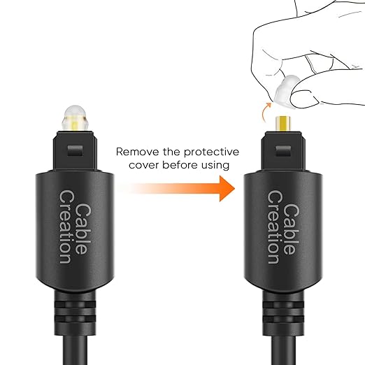CableCreation 24FT Digital Fiber Optical Toslink Cable Gold Plated for Home Theater, Sound Bar, TV, PS4, Xbox, VD/CD Player,Blu-ray Players,Game Console& More,Black
