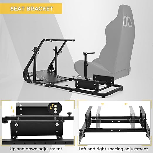 Marada Reinforced Stabilizing Racing Steering Wheel Cockpit Compatible with Fanatec, PXN, Thrustmaster, Logitech Device Adjustable Driving Simulator TV Stand Wheel & Pedal & Handbrake Not Included