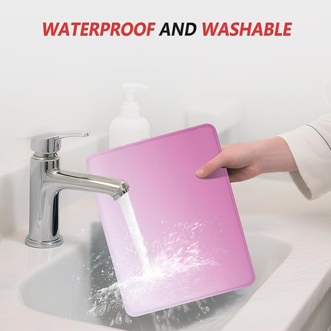 ITNRSIIET Mouse Pad Non-Slip Rubber Base Smooth Surface Stitched Edges Waterproof Durable Compatible with All Mice for Office & Gaming, Desk Accessory, 10.2x8.3x0.12 inch, Blush Gradient