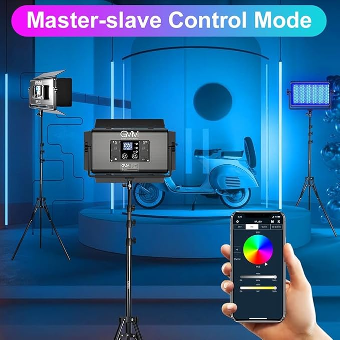 GVM 1500D RGB LED Video Light, 75W Video Lighting Kit with Bluetooth Control, 3 Packs Led Panel Light for Photography, YouTube Studio, Video Shooting, Broadcasting, Conference, 1128 Led Beads