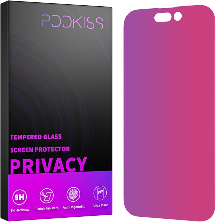 Compatible for iPhone 14 Pro Max Privacy Screen Protector Tempered Glass 6.7 Inch, Pink Gradient Anti Spy Anti Blue Light HD Easy Installation