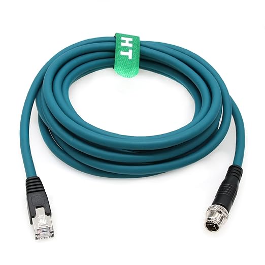 Ethernet Cable for Cognex in Sight 9000 7000gen2 2000 Microscan Basler Camera Sensor Computer Switch, M12 8 Pin X-Code RJ45 Network, 3M