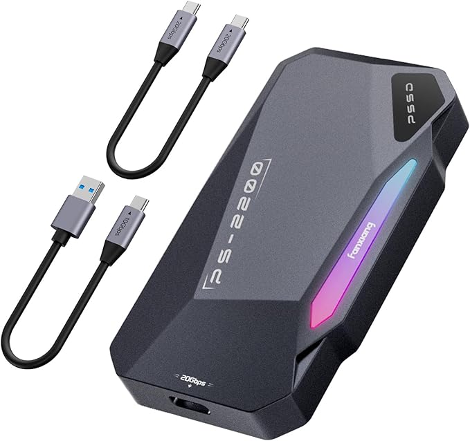 500GB Magnetic Portable SSD,2050MB/s Type-C USB 3.2 Gen 2x2 External SSD,4K ProRes Record and Store,Aluminum alloy,RGB Touch Lighting,External Solid State Drive for iPhone15/16/Android/PC/Mac -PS2200