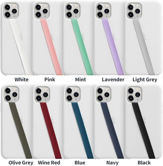 Sinjimoru Stretchable Silicone Phone Strap, Flexible and Elastic Grip Holder for iPhone & Android, Secure Phone Loops Finger Grip with Wireless Charging Support Sinji Loop White
