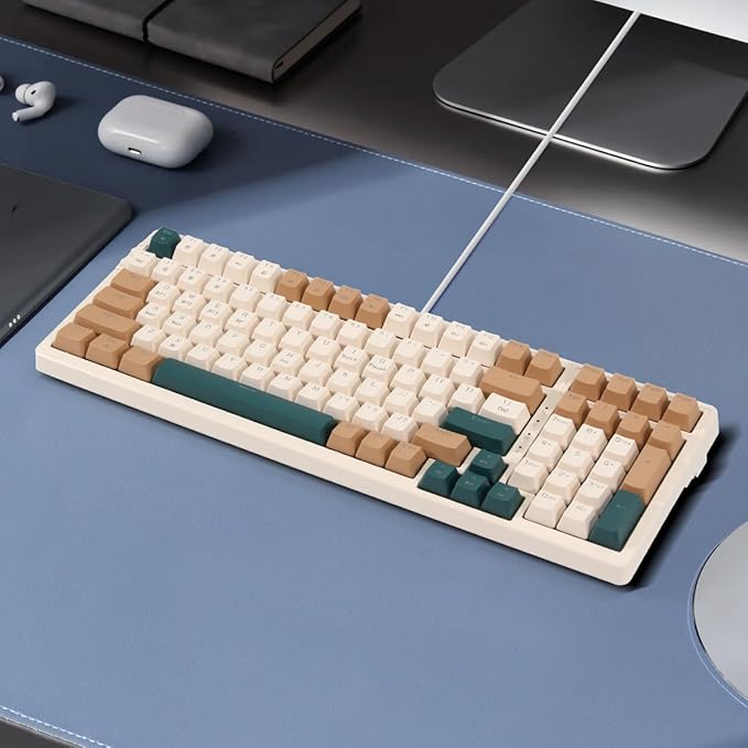 Wireless Mechanical Keyboard, Triple Mode 2.4G/USB-C/BT Gaming Keyboards 100 Keys RGB Backlit, Brown Switch Rechargeable | Brown Combo